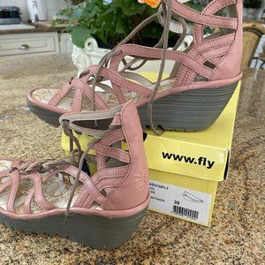 Fly London Pink Braid Sandals